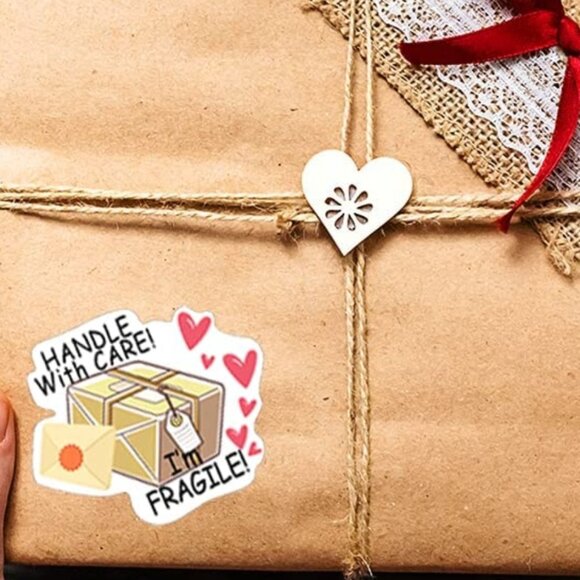 100 HANDLE WITH CARE I'M FRAGILE Sticker Label with Hearts - Picture 4 of 7